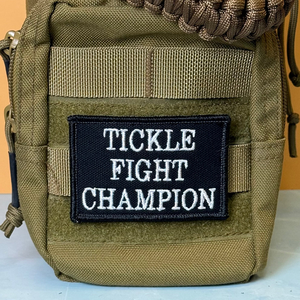 Tickle Fight Champion Funny Morale Patch, 2x3" | Made in USA | VELCRO® Brand Hook Backing - #LoneStar Adhesive#