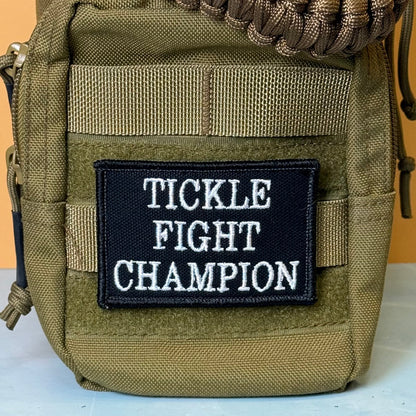 Tickle Fight Champion Funny Morale Patch, 2x3" | Made in USA | VELCRO® Brand Hook Backing - #LoneStar Adhesive#