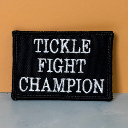 Tickle Fight Champion Funny Morale Patch, 2x3" | Made in USA | VELCRO® Brand Hook Backing - #LoneStar Adhesive#