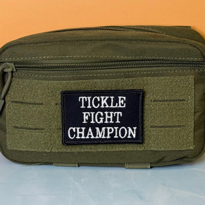 Tickle Fight Champion Funny Morale Patch, 2x3" | Made in USA | VELCRO® Brand Hook Backing - #LoneStar Adhesive#