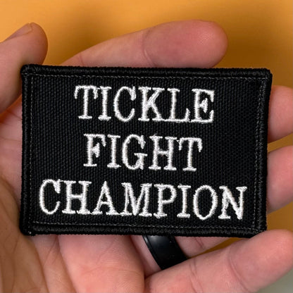 Tickle Fight Champion Funny Morale Patch, 2x3" | Made in USA | VELCRO® Brand Hook Backing - #LoneStar Adhesive#