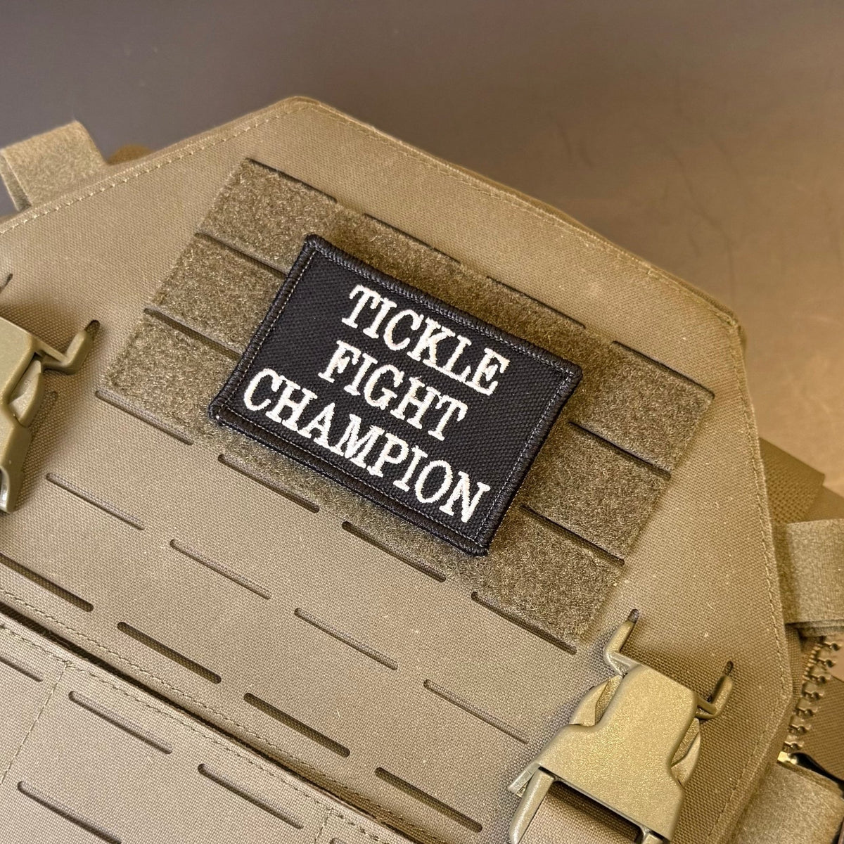 Tickle Fight Champion Funny Morale Patch, 2x3" | Made in USA | VELCRO® Brand Hook Backing - #LoneStar Adhesive#