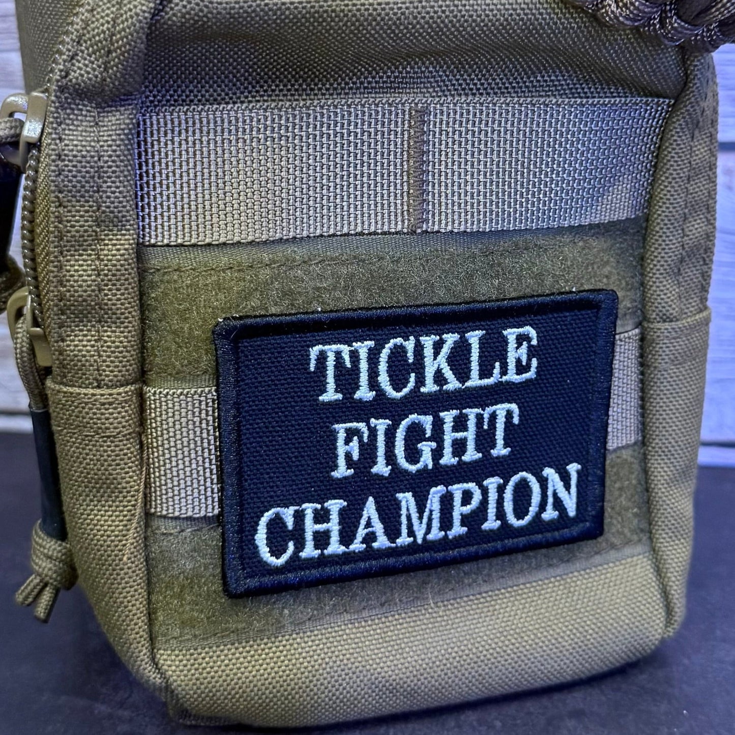 Tickle Fight Champion Funny Morale Patch | Made in USA | VELCRO® Brand Hook Backing - LoneStar Adhesive