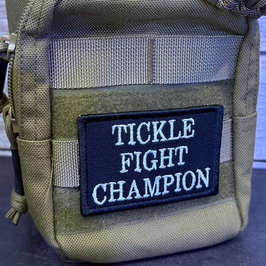 Tickle Fight Champion Funny Morale Patch | Made in USA | VELCRO® Brand Hook Backing - LoneStar Adhesive
