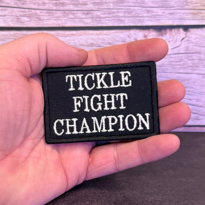 Tickle Fight Champion Funny Morale Patch | Made in USA | VELCRO® Brand Hook Backing - LoneStar Adhesive