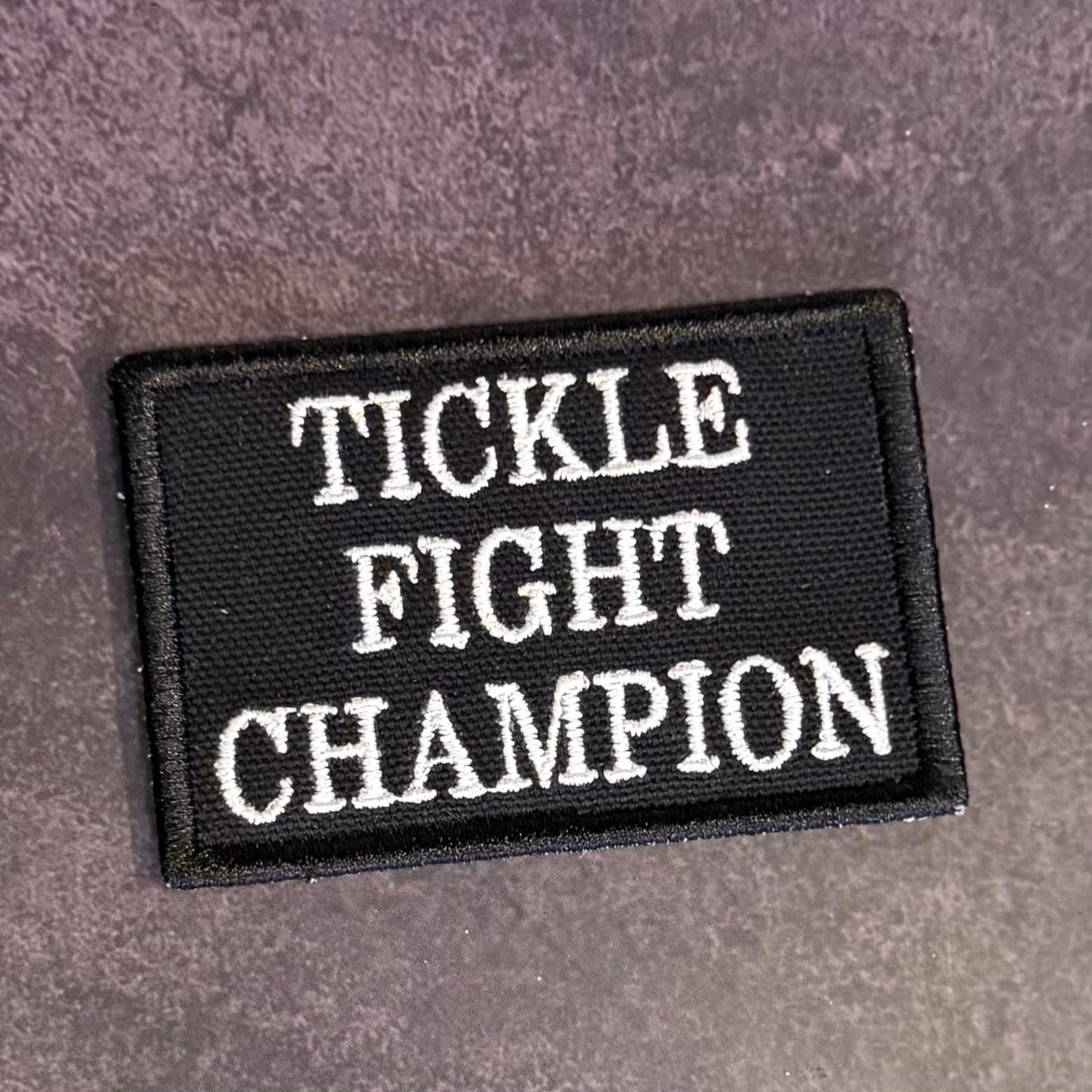 Tickle Fight Champion Funny Morale Patch | Made in USA | VELCRO® Brand Hook Backing - LoneStar Adhesive