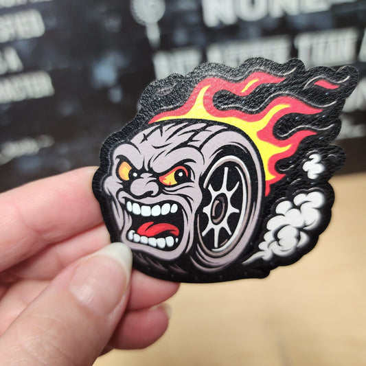 Tire Monster Car Racing UV Printed Leatherette Hat Patch - MR01 - LoneStar Adhesive