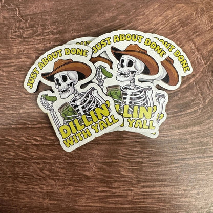 Tired of Dillin' With Y’all | UV Printed Leather Hat Patch - LoneStar Adhesive