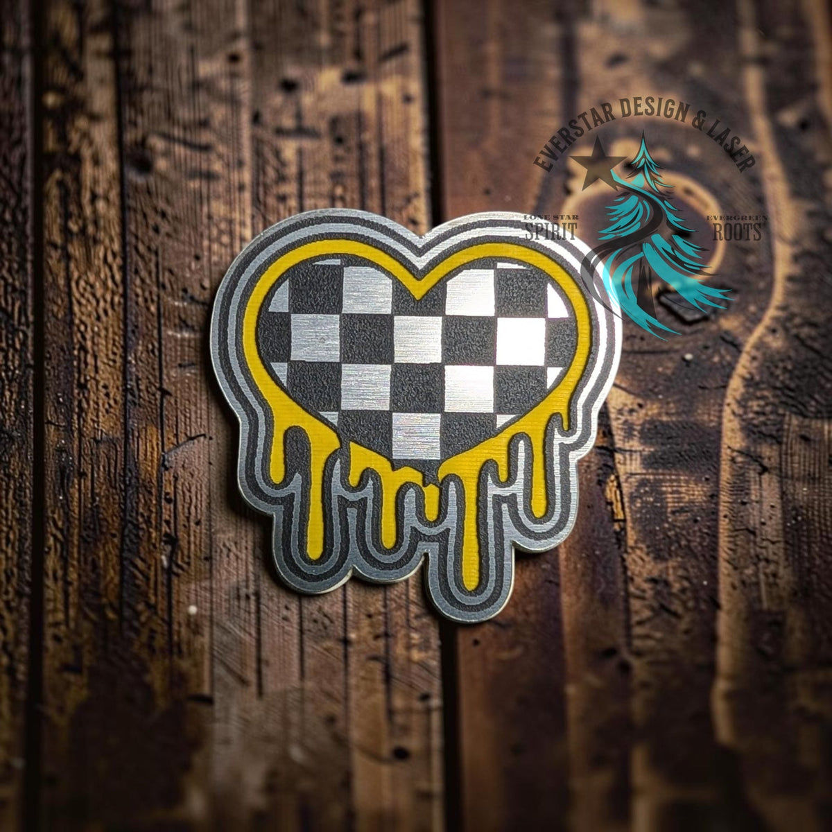 Melting Checkered Heart Hat Patch