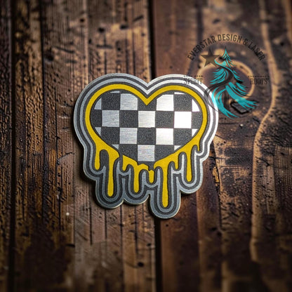 Melting Checkered Heart Hat Patch