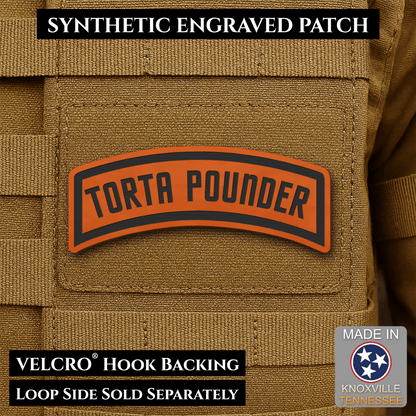 Torta Pounder Rocker Tab Funny Morale Patch, 1x2.6" | Made in USA | VELCRO® Brand Hook Backing - LoneStar Adhesive