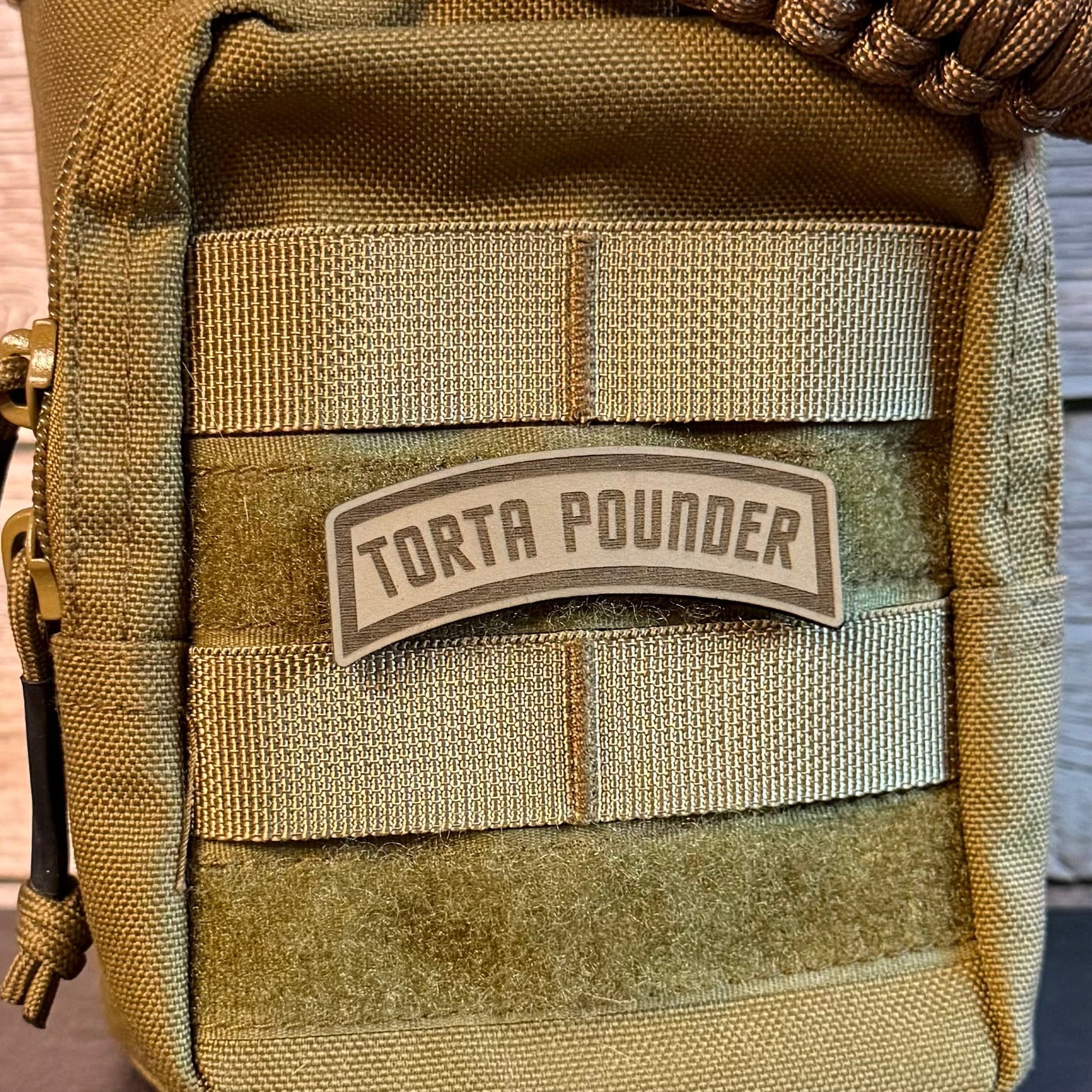 Torta Pounder Rocker Tab Funny Morale Patch, 1x2.6" | Made in USA | VELCRO® Brand Hook Backing - LoneStar Adhesive