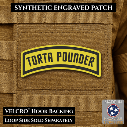 Torta Pounder Rocker Tab Funny Morale Patch, 1x2.6" | Made in USA | VELCRO® Brand Hook Backing - LoneStar Adhesive