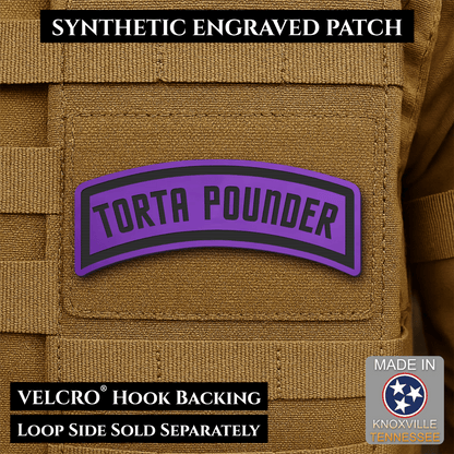 Torta Pounder Rocker Tab Funny Morale Patch, 1x2.6" | Made in USA | VELCRO® Brand Hook Backing - LoneStar Adhesive