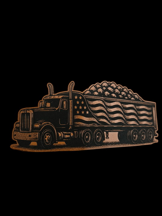 Tractor Trailer Dump Trailer w/ American Flag Digital File - LoneStar Adhesive