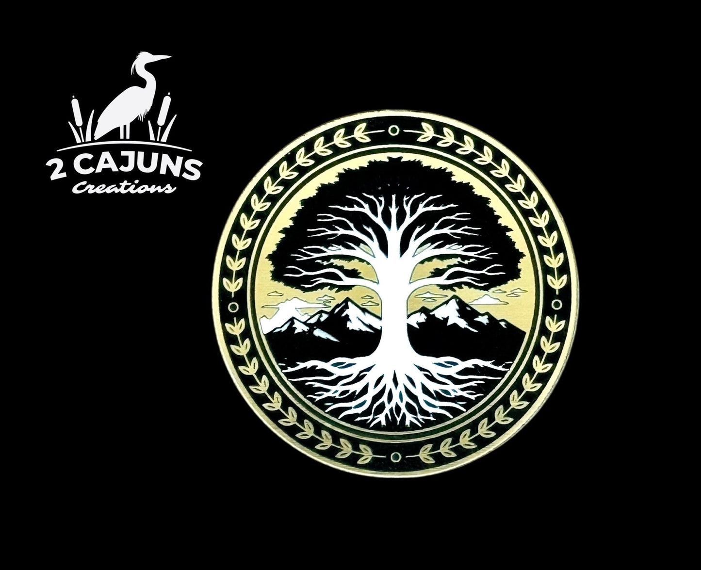 Tree of Life Gold Black White Acrylic Hat Patch - LoneStar Adhesive