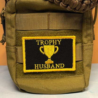 Trophy Husband Funny Embroidered Morale Patch, 2x3" | VELCRO® Brand Hook Backing - #LoneStar Adhesive#