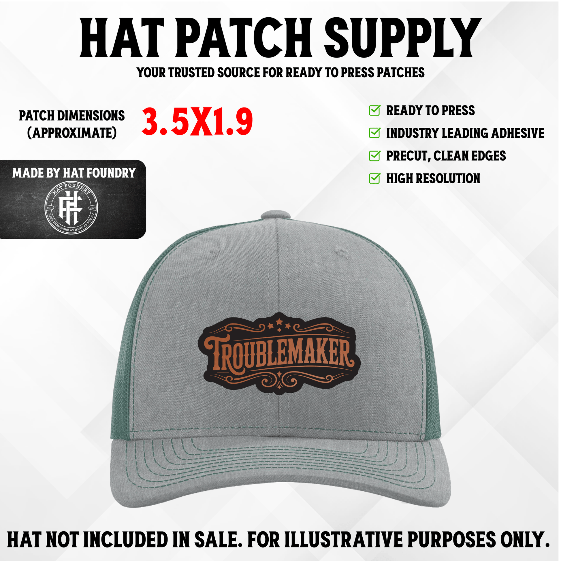 Trouble Maker Hat Patch - LoneStar Adhesive