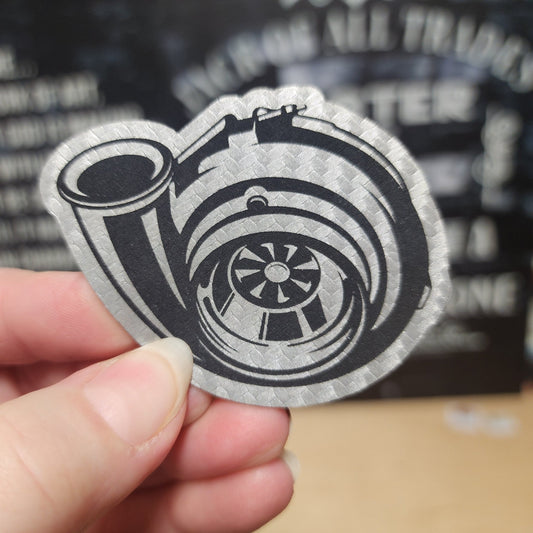 Turbocharger Power Boost Engraved Leatherette Hat Patch - MR01 - LoneStar Adhesive