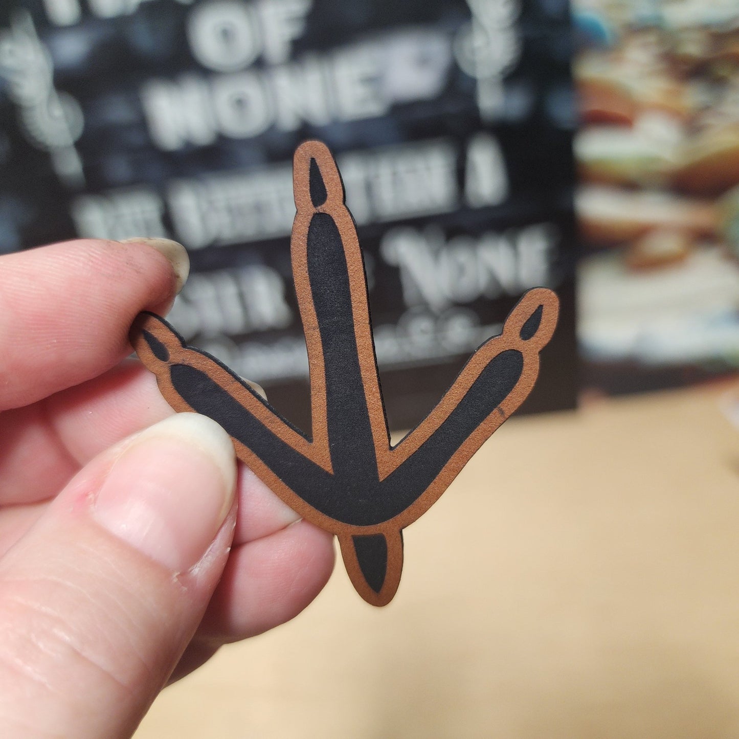 Turkey Footprint (Rawhide) Engraved Leatherette Hat Patch - MR01 - LoneStar Adhesive