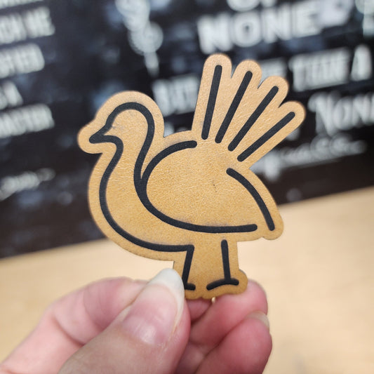 Turkey Outline (Saddle Tan) Engraved Leatherette Hat Patch - MR01 - LoneStar Adhesive