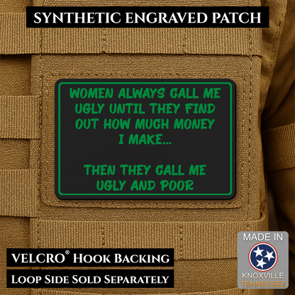 Ugly and Poor Funny Morale Patch | Made in USA | VELCRO® Brand Hook Backing - LoneStar Adhesive
