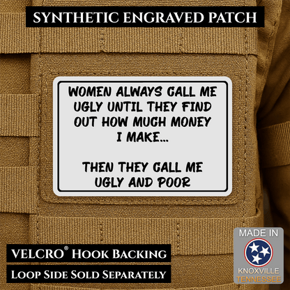 Ugly and Poor Funny Morale Patch | Made in USA | VELCRO® Brand Hook Backing - LoneStar Adhesive