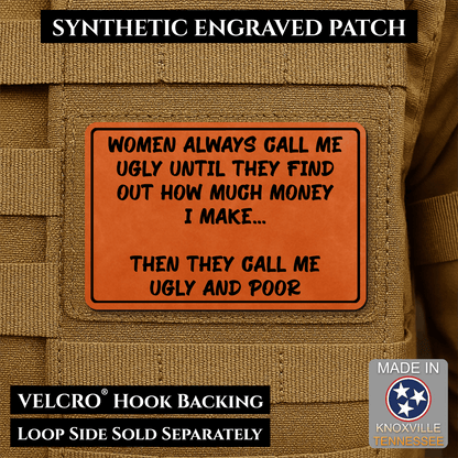 Ugly and Poor Funny Morale Patch | Made in USA | VELCRO® Brand Hook Backing - LoneStar Adhesive