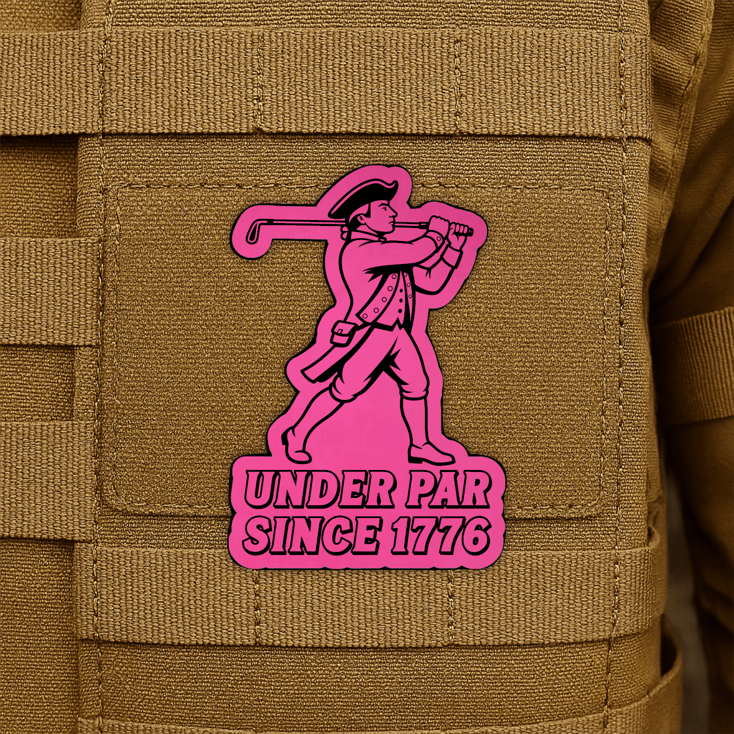 Under Par Since 1776, America 250 Funny Morale Patch 2"x3" Hook & Loop | Made in USA - LoneStar Adhesive