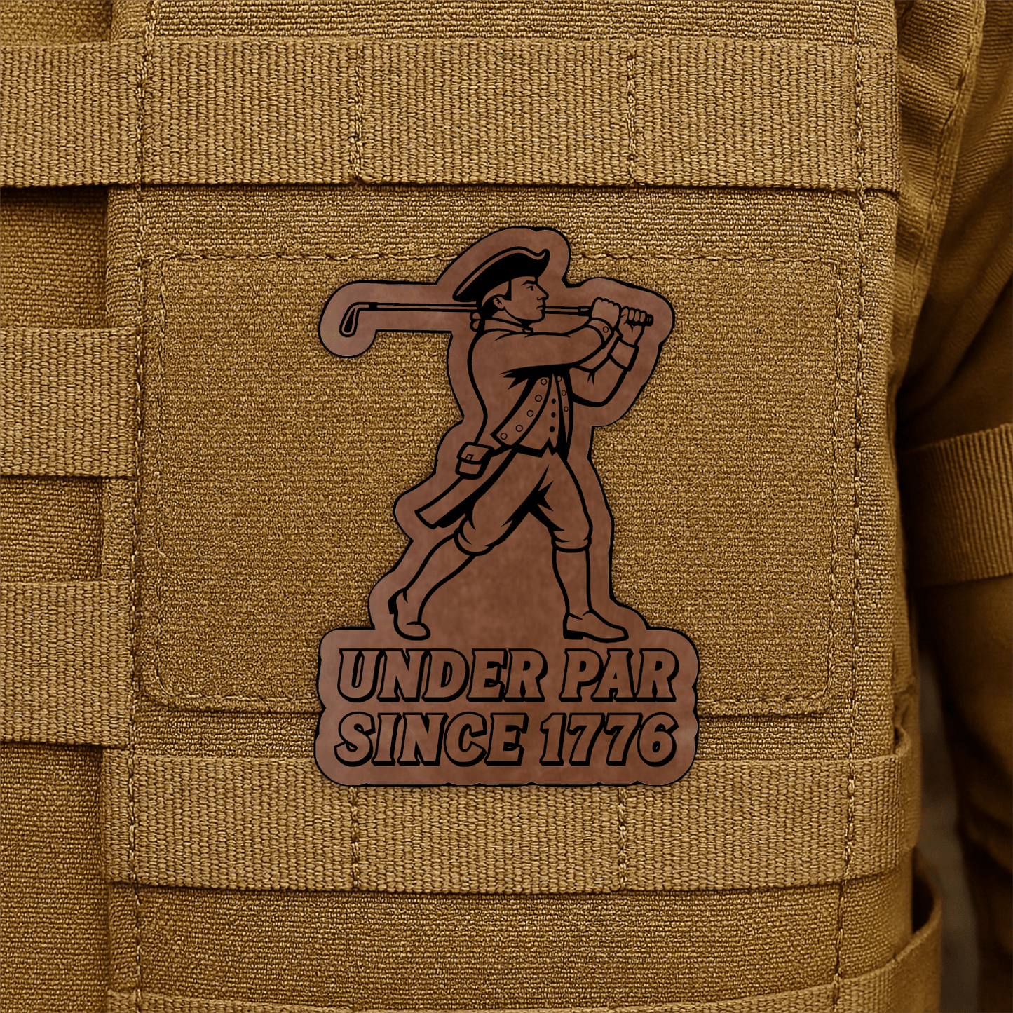 Under Par Since 1776, America 250 Funny Morale Patch 2"x3" Hook & Loop | Made in USA - LoneStar Adhesive