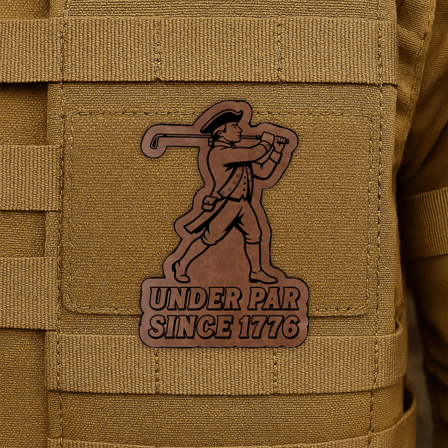 Under Par Since 1776, America 250 Funny Morale Patch 2"x3" Hook & Loop | Made in USA - LoneStar Adhesive
