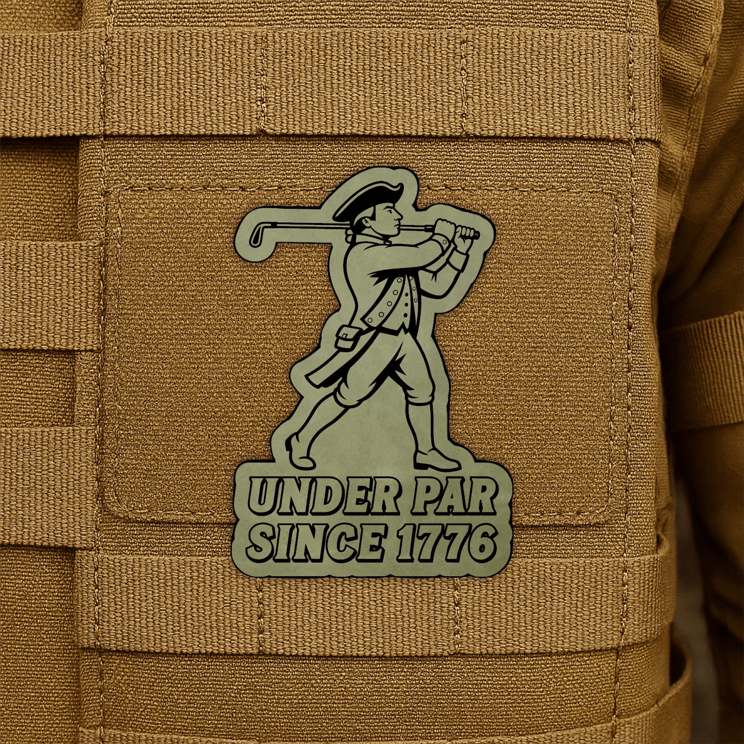 Under Par Since 1776, America 250 Funny Morale Patch 2"x3" Hook & Loop | Made in USA - LoneStar Adhesive