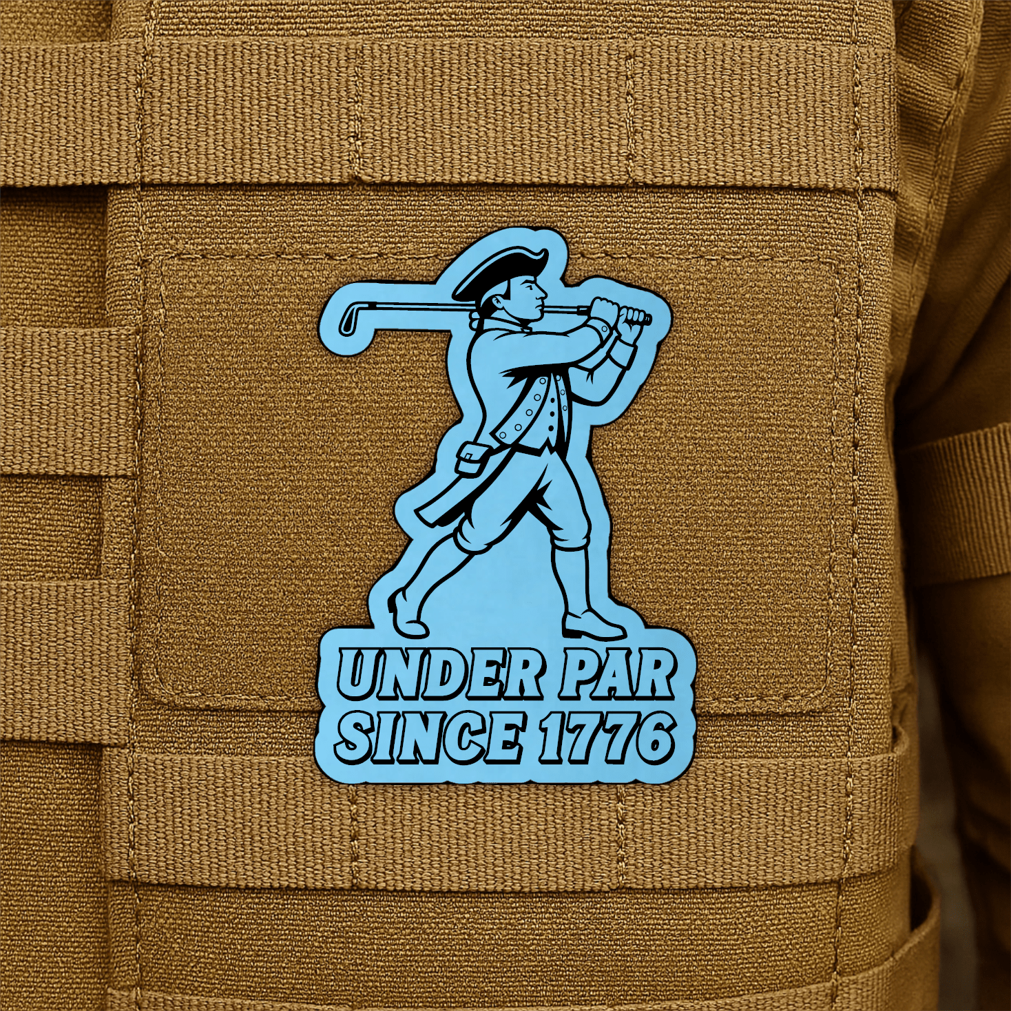Under Par Since 1776, America 250 Funny Morale Patch 2"x3" Hook & Loop | Made in USA - LoneStar Adhesive