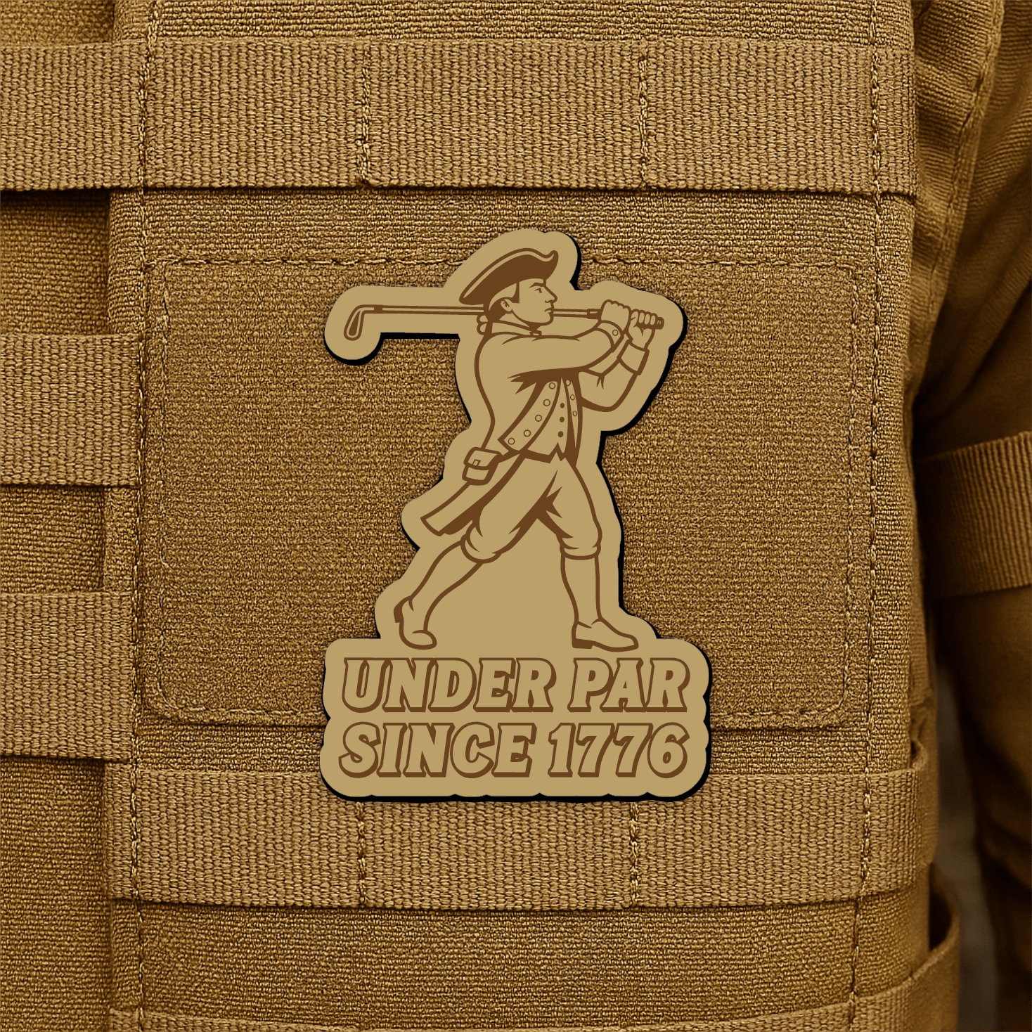 Under Par Since 1776, America 250 Funny Morale Patch 2"x3" Hook & Loop | Made in USA - LoneStar Adhesive