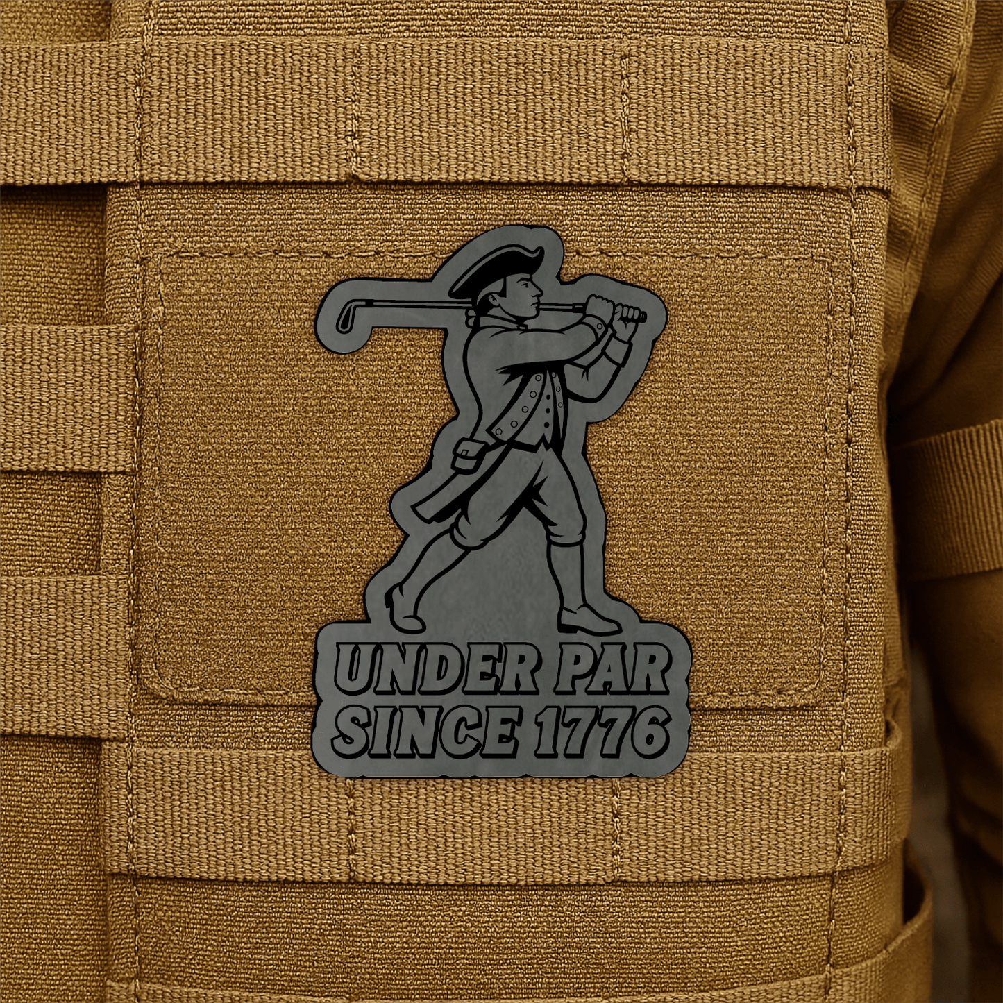 Under Par Since 1776, America 250 Funny Morale Patch 2"x3" Hook & Loop | Made in USA - LoneStar Adhesive