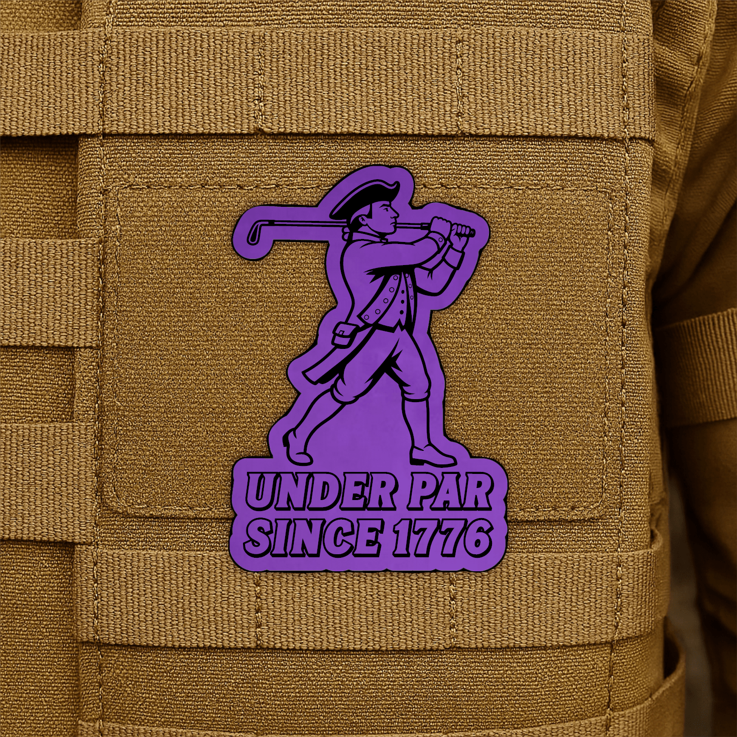 Under Par Since 1776, America 250 Funny Morale Patch 2"x3" Hook & Loop | Made in USA - LoneStar Adhesive