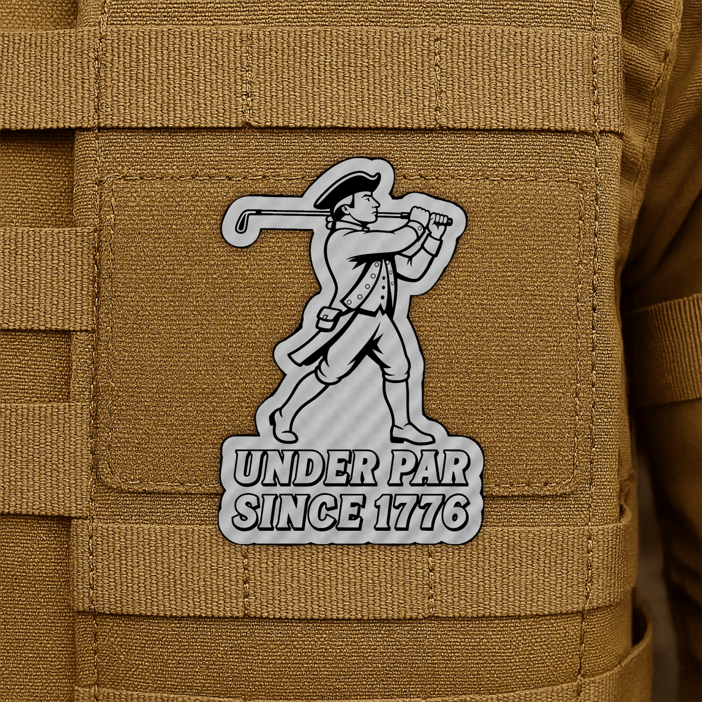 Under Par Since 1776, America 250 Funny Morale Patch 2"x3" Hook & Loop | Made in USA - LoneStar Adhesive