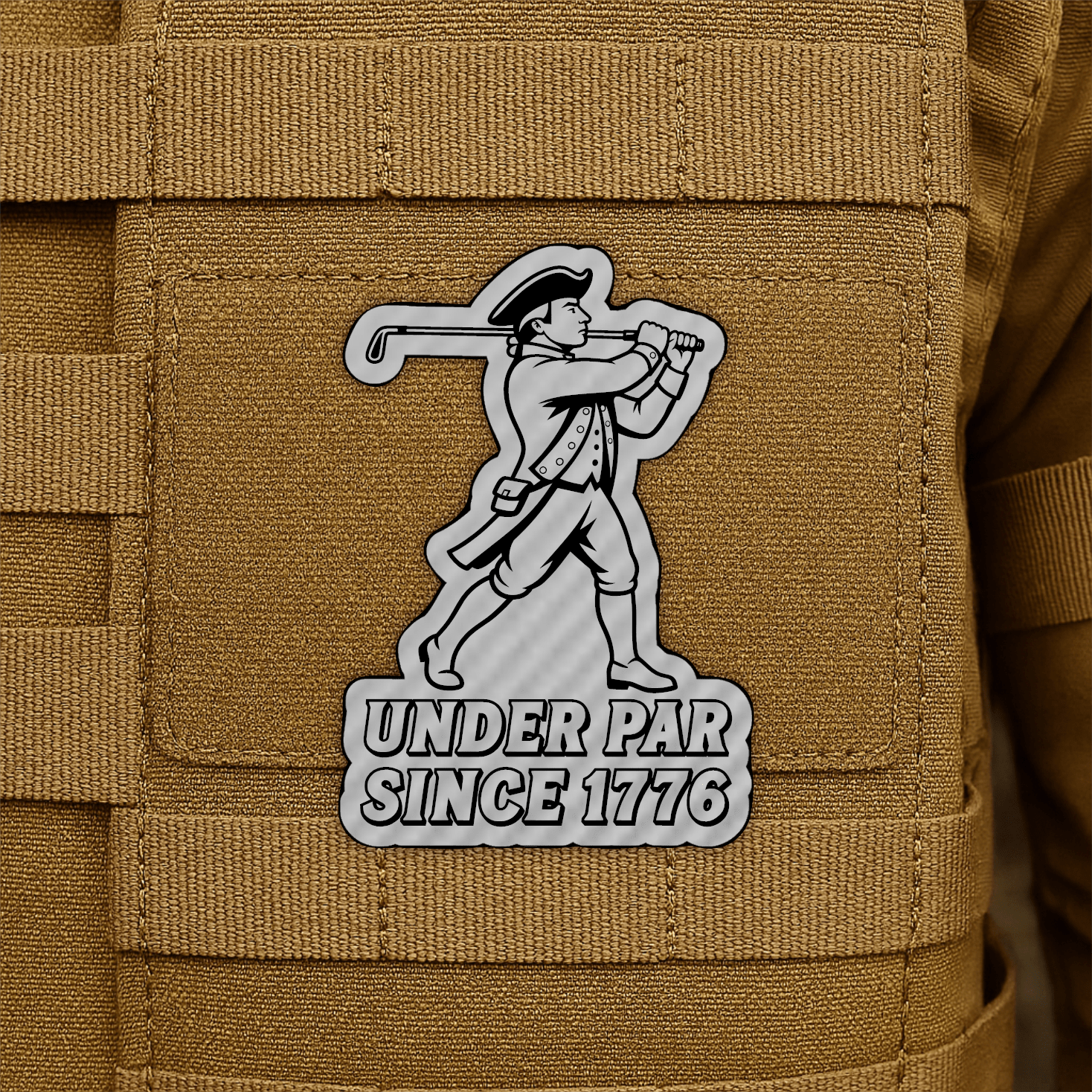 Under Par Since 1776, America 250 Funny Morale Patch 2"x3" Hook & Loop | Made in USA - LoneStar Adhesive