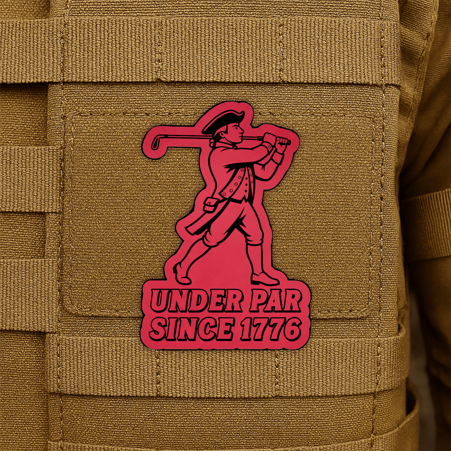 Under Par Since 1776, America 250 Funny Morale Patch 2"x3" Hook & Loop | Made in USA - LoneStar Adhesive