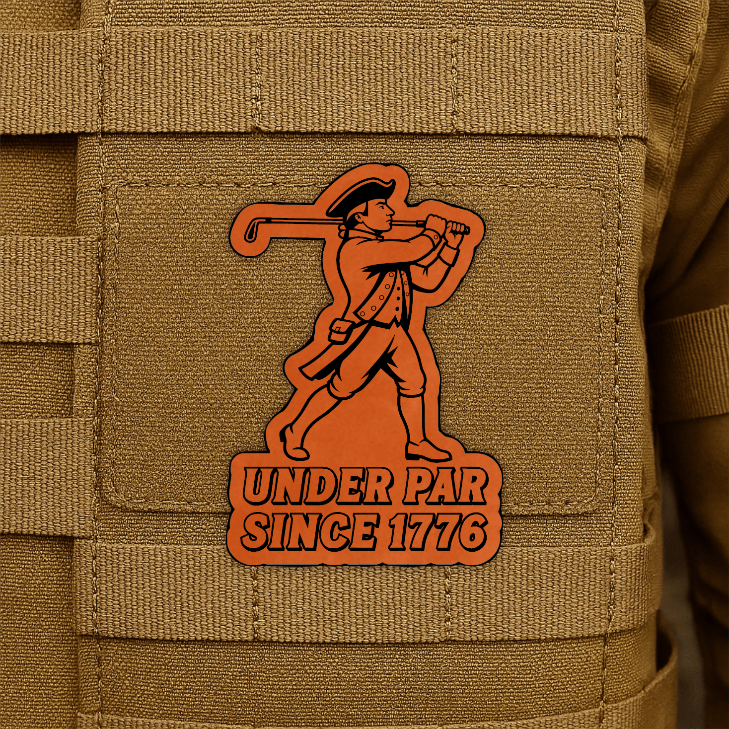Under Par Since 1776, America 250 Funny Morale Patch 2"x3" Hook & Loop | Made in USA - LoneStar Adhesive