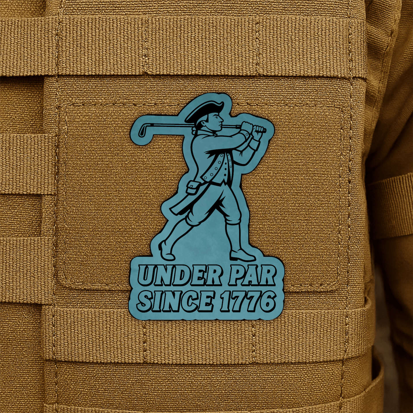 Under Par Since 1776, America 250 Funny Morale Patch 2"x3" Hook & Loop | Made in USA - LoneStar Adhesive