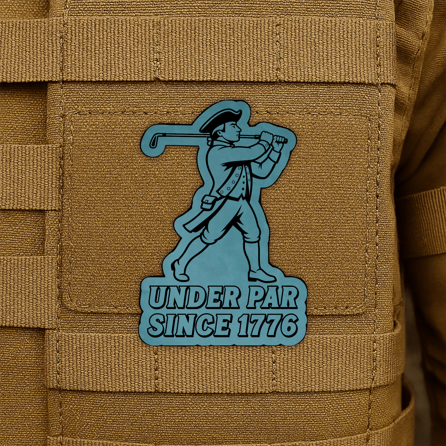 Under Par Since 1776, America 250 Funny Morale Patch 2"x3" Hook & Loop | Made in USA - LoneStar Adhesive
