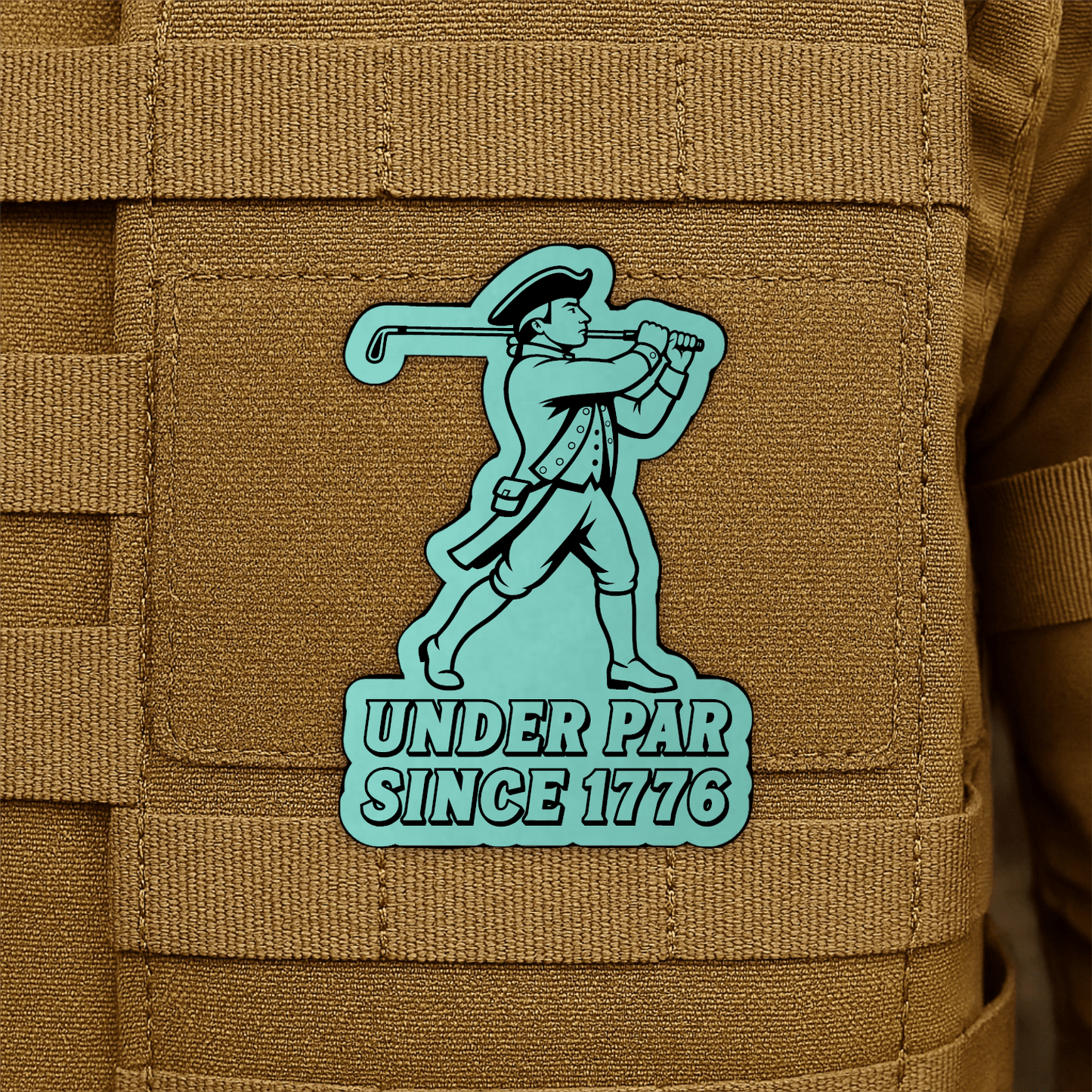 Under Par Since 1776, America 250 Funny Morale Patch 2"x3" Hook & Loop | Made in USA - LoneStar Adhesive