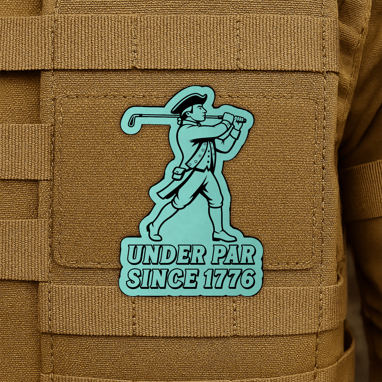 Under Par Since 1776, America 250 Funny Morale Patch 2"x3" Hook & Loop | Made in USA - LoneStar Adhesive