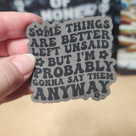 Unfiltered Thoughts (Grey) Engraved Leatherette Hat Patch - MR01 - LoneStar Adhesive