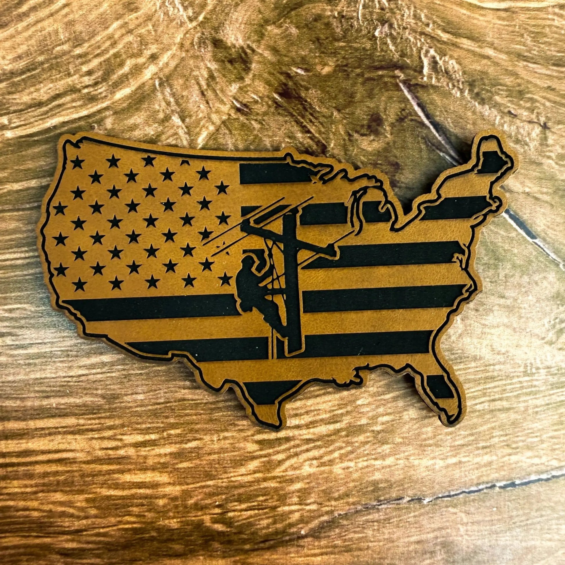United We Climb – Laser Engraved Leather Patch - LoneStar Adhesive