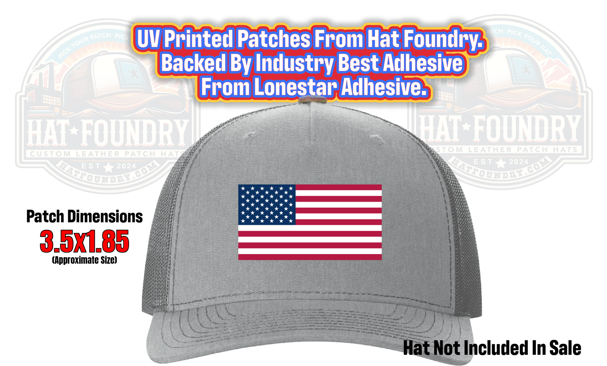 US Flag Full Color Hat Patch - LoneStar Adhesive