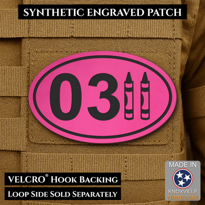 Front design and hook backing of USMC 0311 Marine Infantry Crayon patch in pink