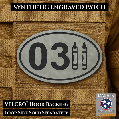 Front design and hook backing of USMC 0311 Marine Infantry Crayon patch in flint gray