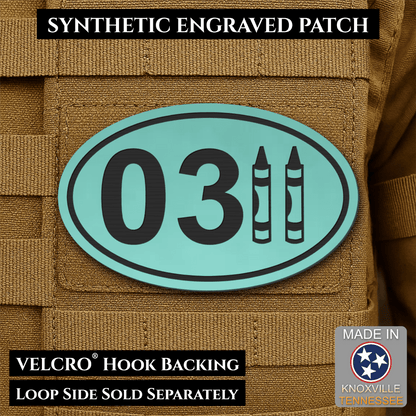 Front design and hook backing of USMC 0311 Marine Infantry Crayon patch in seafoam